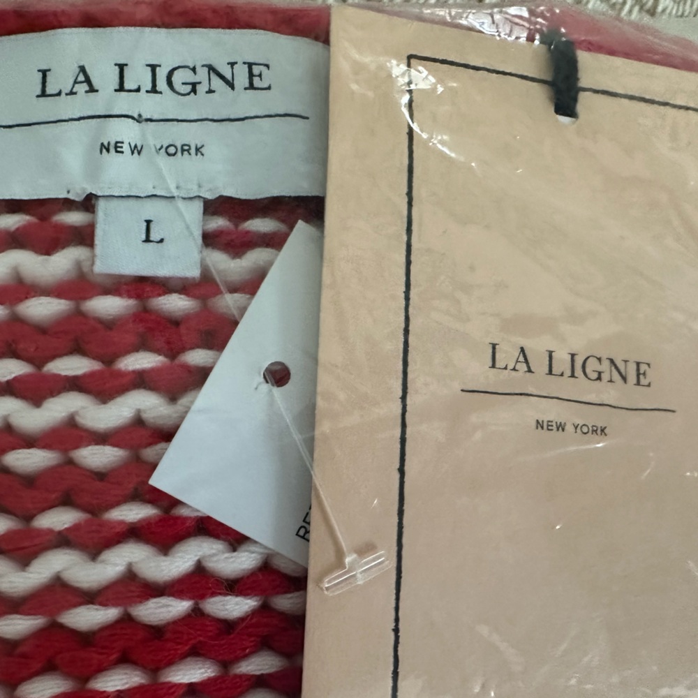La Ligne Mini Marina Cropped Cardigan. Red Fine Stripe. L. NWT - Picture 5 of 6
